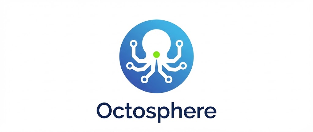 Octosphere logo - a stylised octopus integrated with the ATProto butterfly symbol